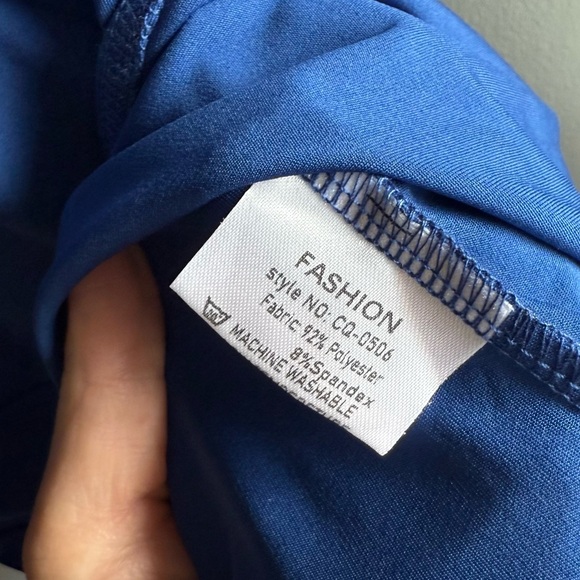 Women Bright Blue Tennis Dress with Biker Shorts, Open Back and Drawstring Waist - Picture 3 of 6